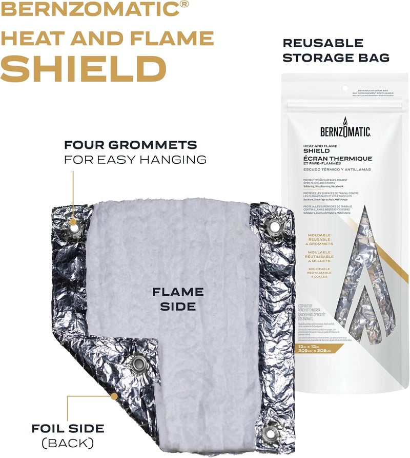 Bernzomatic Heat and Flame Shield with FormFoil Technology – Moldable, Reusable, Heat Transfer Resistant 12''x12'' Protective Heat Shield with Grommets, Heat Resistant up to 2200°F - Image 2